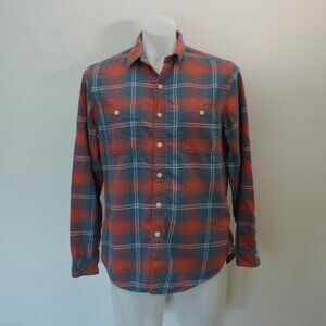 Men's J. Crew Plaid Flannel Button Down Shirt Size Medium 100% Cotton